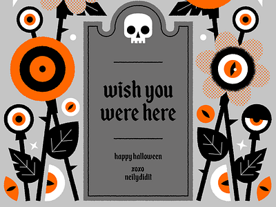 Happy Halloween! black floral flowers halloween holiday illustration illustrator orange spooky