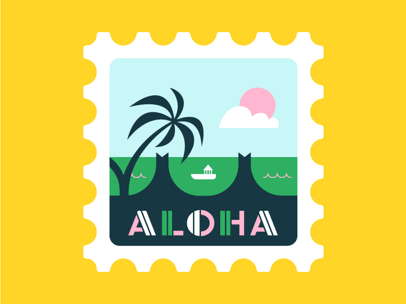 Aloha / Hello ! aloha color colour hello icons illustration illustrations lettering stamp web