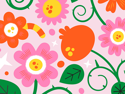 Flowers digital flower flowers illustration illustrator orange pink plant yellow