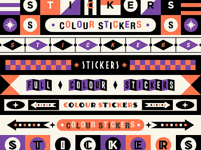 Sticky design illustrations label packaging stickers type