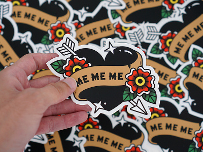 ME ME ME Stickers black colour fun heart illustration sticker stickermule stickers tats tattoo