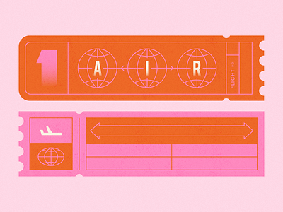 AIR 🌐 airplane colour design illustration orange pink ticket