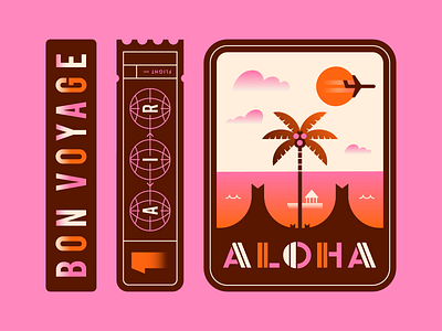 BON AIR 🌐 colour illustration lettering ticket travel tropical type