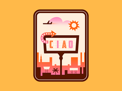 Ciao! airplane colour design illustration orange pink stickers travel type