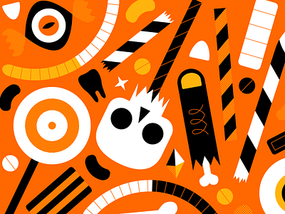 Trick Or Treat Orange black candy colour eye halloween illustration orange print season seasonal skull