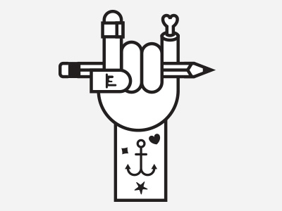 Arty arms anchor arms black white bone hands illustration line pencil plaster print tattoo