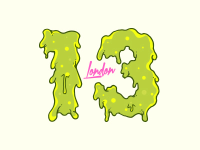 13 13 apparel digital font green hand drawn illustration local london numbers pink slime text type typography