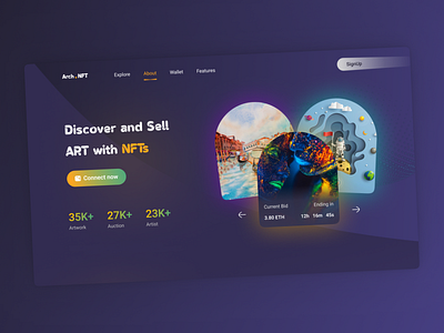 NFT Marketplace Landing Page block blockchain concept design design nft nfts token ui uiux web