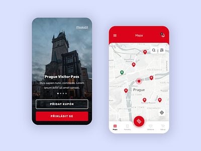 Prague Visitor Pass - Mobile App app app design mobile app mobile app design mobile ui red ui
