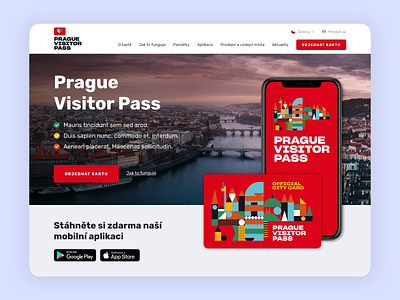 Prague Visitor Pass - Landing Page red ui ui design web design webdesign website website design