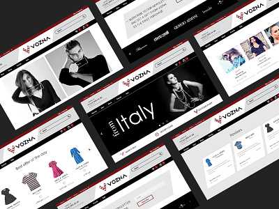 Vozna e-commerce store. Screenshots of the start page brand branding clean design icon identity illustration logo minimal type typography ui ux vector web website