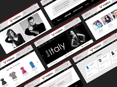 Vozna e-commerce store. Screenshots of the start page