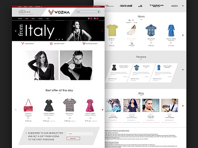 Vozna e-commerce. The start page