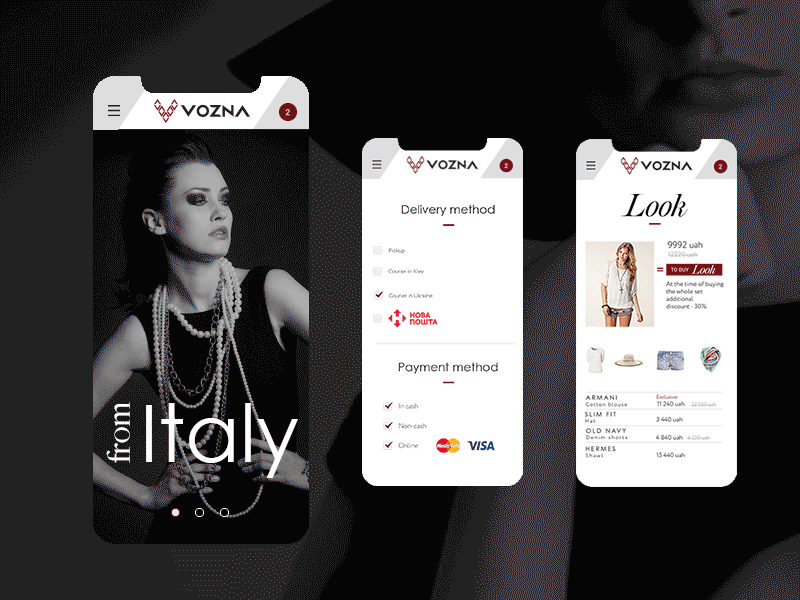 Vozna store. Mobile animation app brand branding clean design icon identity logo minimal typography ui ux web website