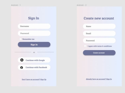 UI for sign in/ log in page app design login mobile signup ui ux