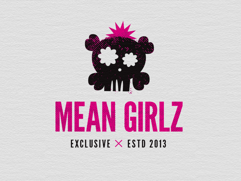 Mean Girlz Logo angry crossbones girls heart hot pink mean skull