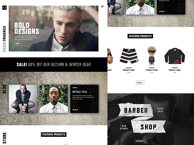 I See Dead Pixels ... barber shop hipster mens clothing web design website