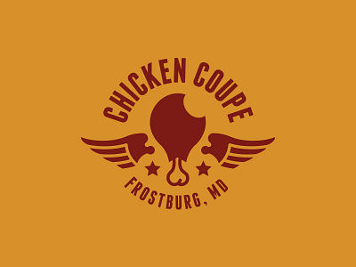Chicken Coupe chick chicken leg drumstick food food truck logo round star truck wings