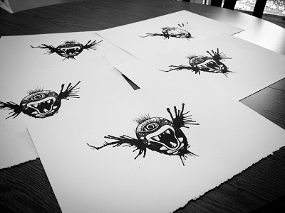 Screen Printing Workshop (Frankenfish) distress frankenfish illustration ink pen screen print screen printing