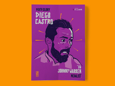 Diego Castro - Medalist a league diego castro football illustration johnny warren perth glory portrait poster poster art