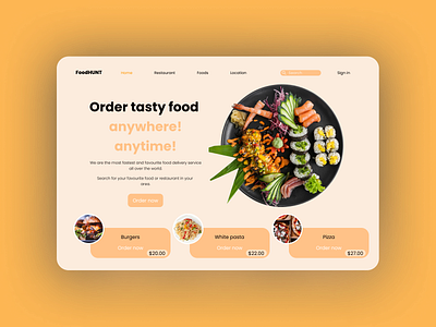Food delivery landing page app design online shopping ui ux