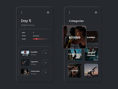 Fitness app UI design