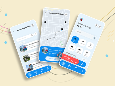 Case Study On Vacant Hospital Beds app branding covid19 design hospital illustration medicalapp typography ui ux vacantbeds vector