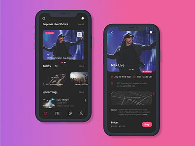 Event App Design Concept animation app branding design eventapp graphic design illustration logo musicshow rapshow showbooking shows ticketbooking ui ux vector