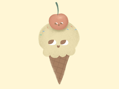 in love ice cream characterdesign cherry draw drawing ice cream cone icecream illustration vanilla vanilla ice cream