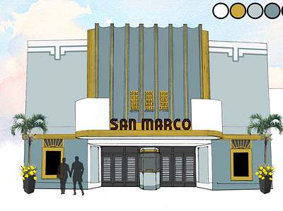 San MarcoTheatre exterior color design architectural architecture design historical illustration josh hoye rendering