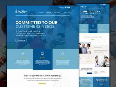 Capitol Bank clean flat hero homepage layout parallax redesign responsive web design website