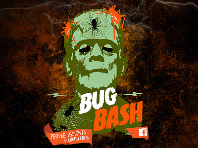 Frankie Bug Bash art black bugs character cosmic frankenstein green halloween hand drawn illustration texture typography