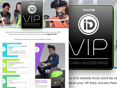 VIP promo landing page clean landing page minimalistic product page simple tech camps ui vip visual design web