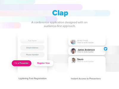 Clap for Conferences app clap conferences conventions events fast flat organized simple