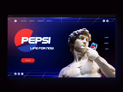 Concept for the PepsiCO Inc bootstrap drink neon pepsi sculpture soda ux web design