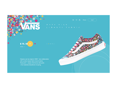 Vans product card concept. flowers product card skateboarding sneakers spring ui ux vans web design