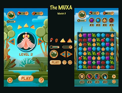 THE MUXA (match 3 concept) casual game design game gamedev illustration match3 mobile game ui ux