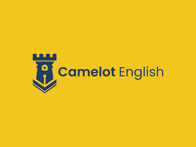 Online English Course with castle icon book branding castle graphic design logo logo design pen study