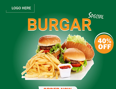 Burger Food Social Media Post Design banner ad banner design design facebook ui vector