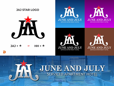 JAJ or HH Star Logo suitable for Apartment Hotel Services 3d branding design graphic design logo motion graphics vector