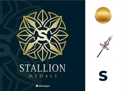 Medallion Spears With Letter S Logo 3d animation branding graphic design logo medallion motion graphics ui