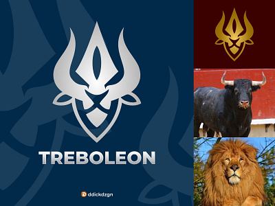 Trident Bull Lion Logo 3d animation branding bull graphic design lion logo motion graphics silver trident ui