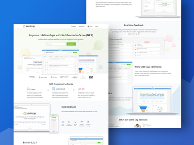zenloop landing page clean landing page minimal nps product page ui ux visual design web website