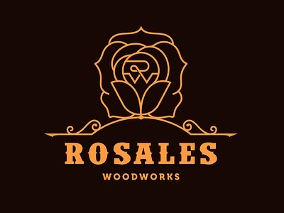 Rosales Woodworks lineart logo modern ornamental simple vintage logo woodworking