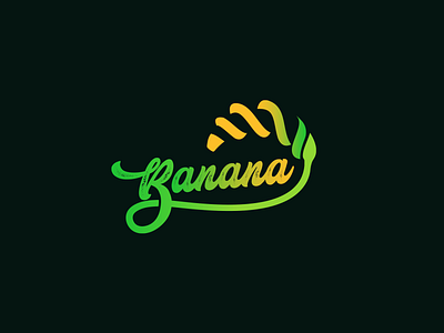 Banana colorful handwritten illustraion lettering modern retro script font wordmark logo