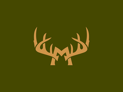 Letter M with Antlers antlers deer hprn hunting icon logo modern