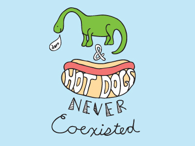 Dinos and Hot Dogs illustration ridiculousness