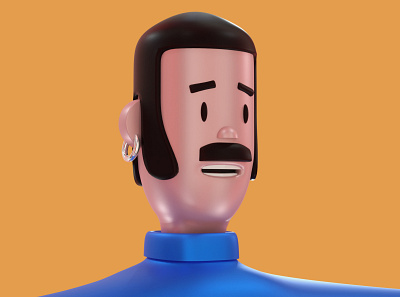 Guy with whiskers and ear ring 3d blender character