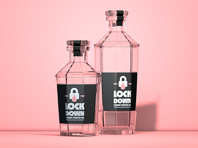 LockDown — Premium Gin 🍻 3d 4d alcohol bottle bottle design branding c4d cinema cinema4d design glass glassware glassworks liquor logo reflection reflections refraction render texture
