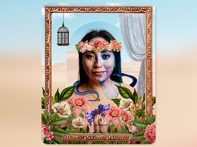 Venus composit composition design flowers illustration mattepaiting portrait poster art retroart